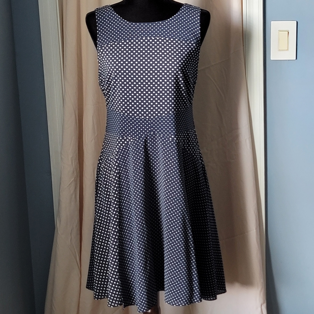 Navy Polka-Dot A-line dress